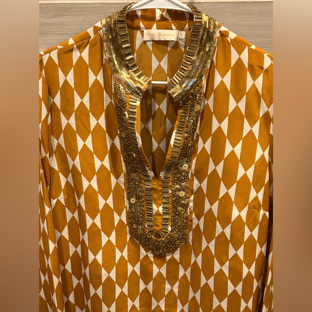 Tory Burch Silk Tunic, Tile Pattern - image 2